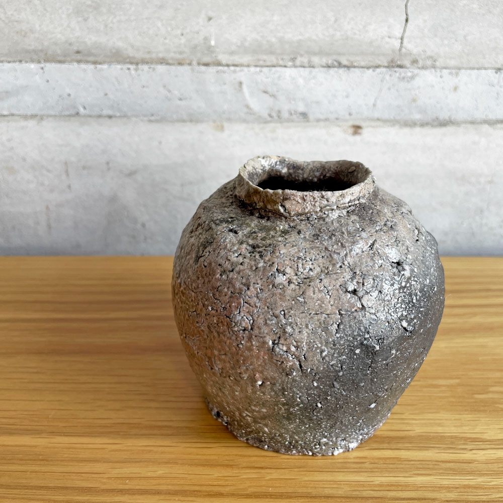 大平新五 花器 フラワーベース 陶器 H10cm 信楽焼 陶芸家 現代作家 ♪