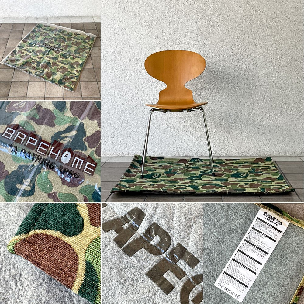 アベイシングエイプ A BATHING APE ラグ ABC CAMO RUG 100×100 カモ柄 ポリエステル ストリート 美品 ◇