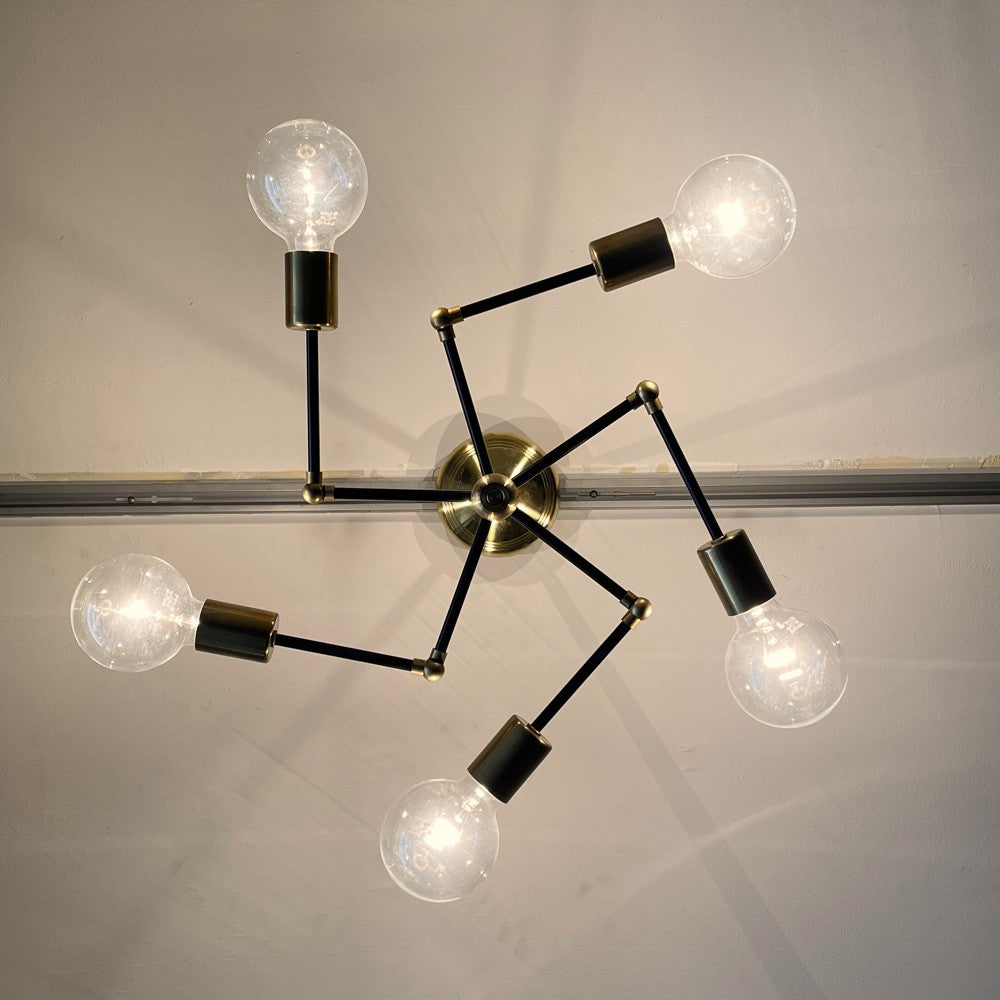 アクメファニチャー ACME Furniture ソリッドブラスランプ 5アーム ブラックアーム SOLID BRASS LAMP 5ARM BLACK 真鍮 シーリングライト ミッドセンチュリー 廃番カラー 参考定価￥143,000- ■