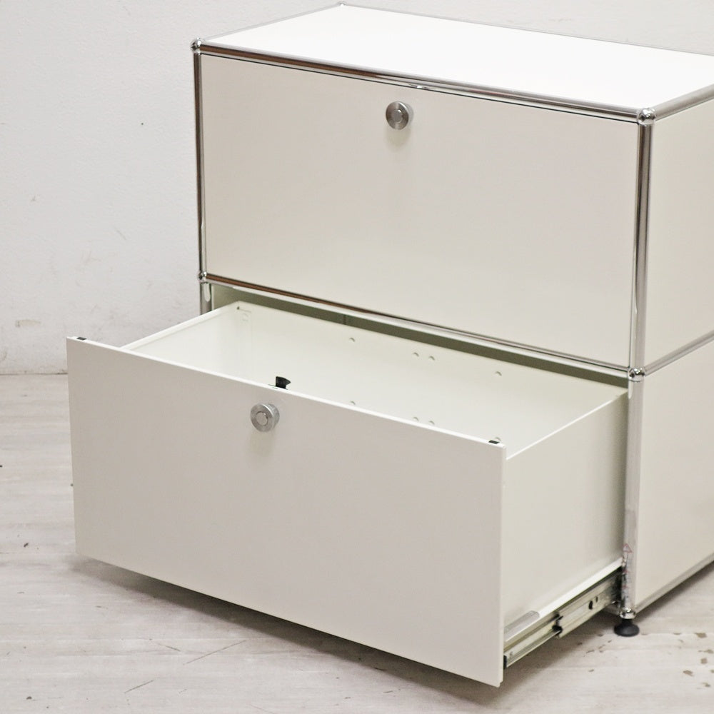 ユーエスエムハラー USMハラー USM Haller モジュラーファニチャー TVボード 1列2段 ドロップダウン x1 ドロワー x1 W77×D37cm ●