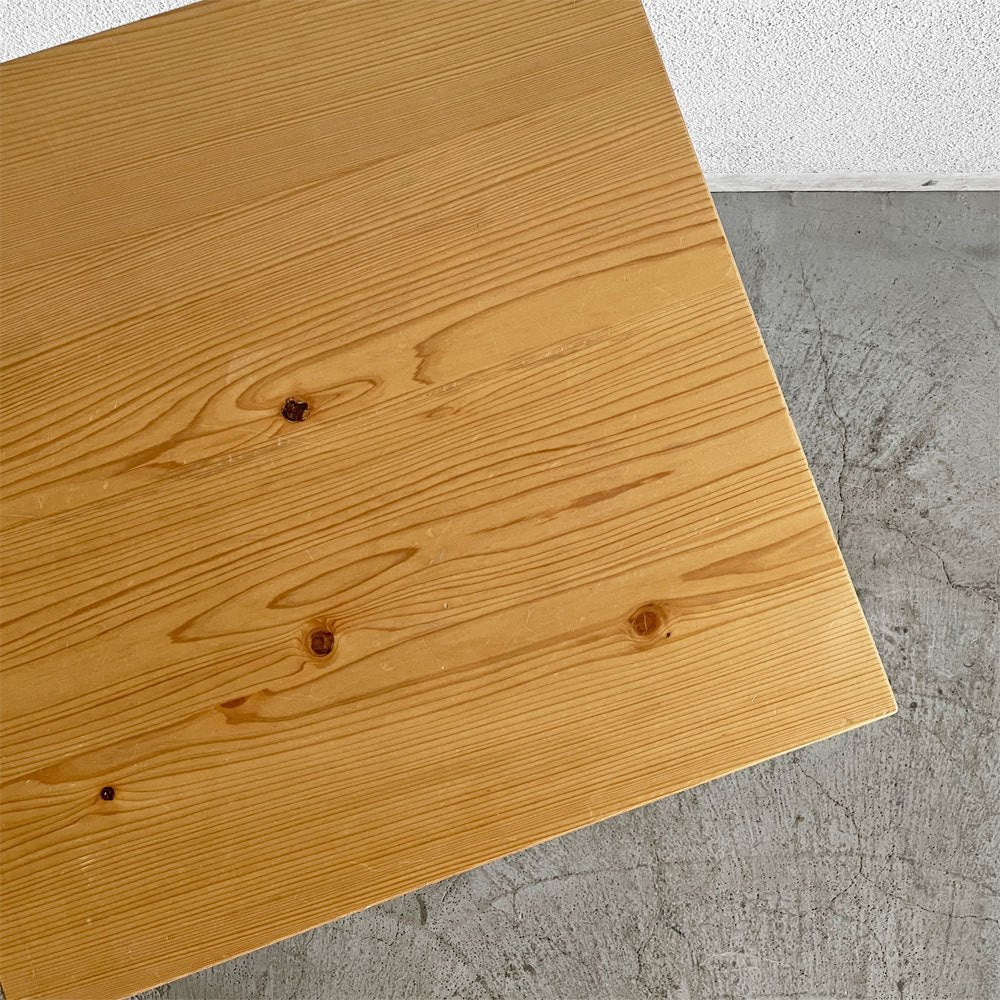 ビンテージスタイル Vintage Style 節入り杉天板×スチール脚 ゴールド カフェテーブル ダイニングテーブル スクエア W60cm 〓