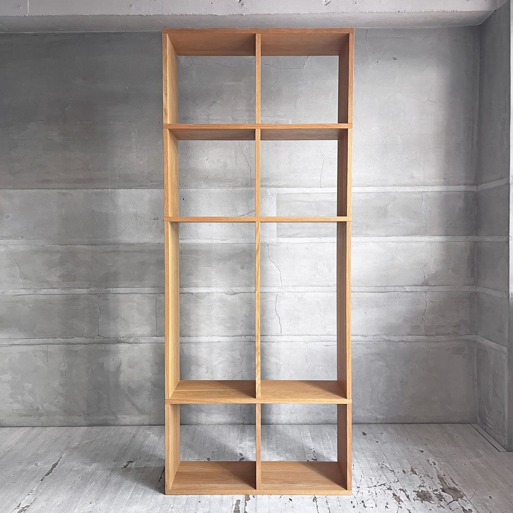 無印良品 MUJI スタッキングシェルフ 2列5段 引出し4段＋ラタンバスケット（大・小）オーク材 ディスプレイラック 本棚 飾り棚 ♪