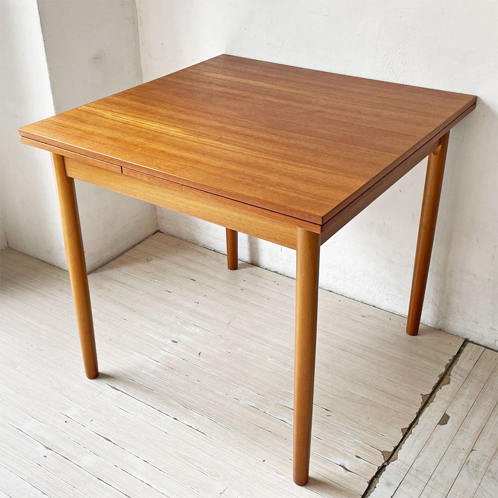 北欧ビンテージ Danish Vintage チーク材 エクステンション ダイニングテーブル ドローリーフ式 伸長式 ★