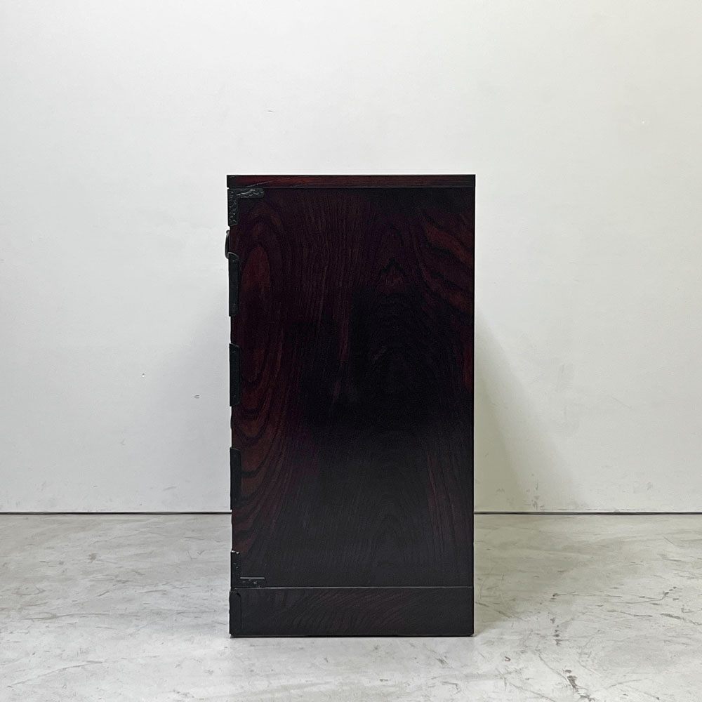 岩谷堂箪笥 整理箪笥 4段6杯 チェスト 欅材 南部鉄器金具 隠し収納 桐紋様 伝統工芸 民芸家具 和家具 ●