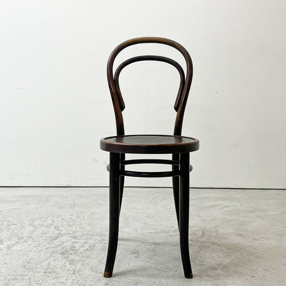 トーネット THONET No.14 ダイニングチェア ラウンドバック ベントウッドチェア 曲木 チェコ製 ビンテージ A ●