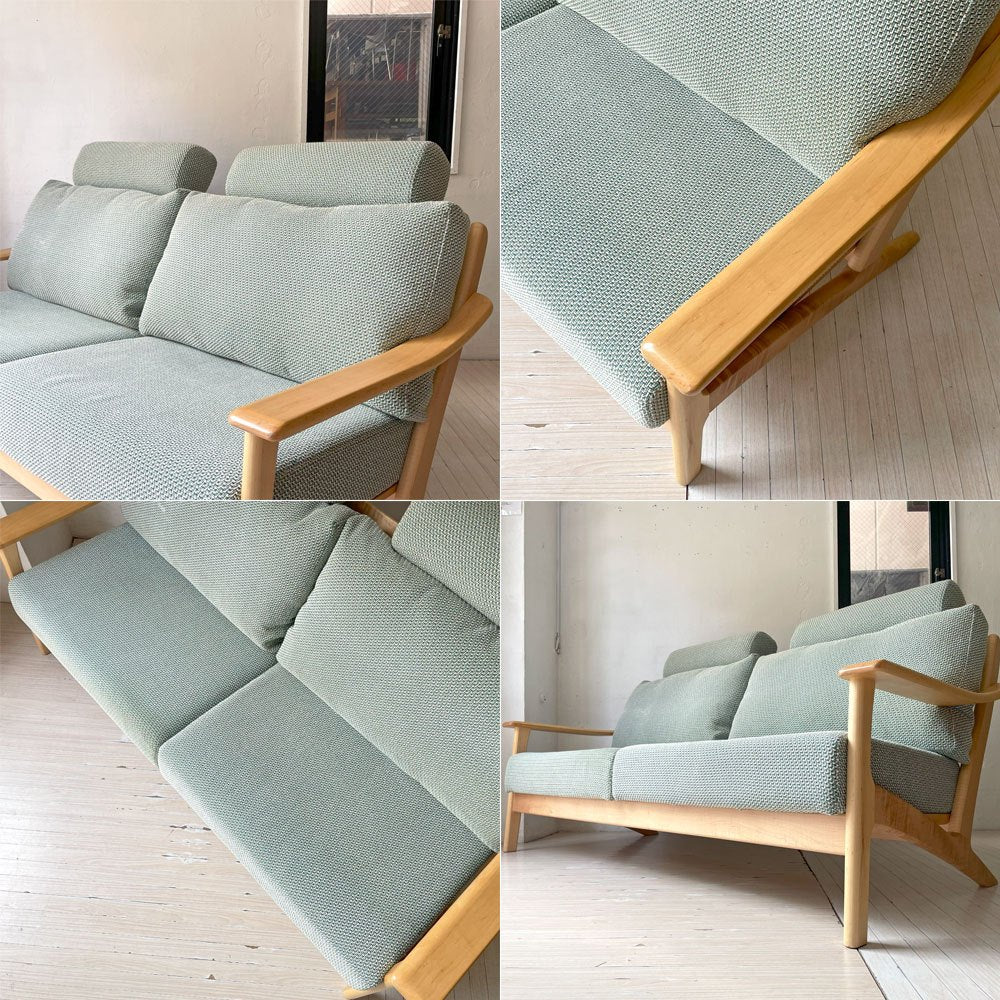 イバタインテリア Ibata interior メープルリッチ Maple Rich 3シーターソファ W178cm ヘッドレスト×2 飛騨家具 参考定価約43万円 ★