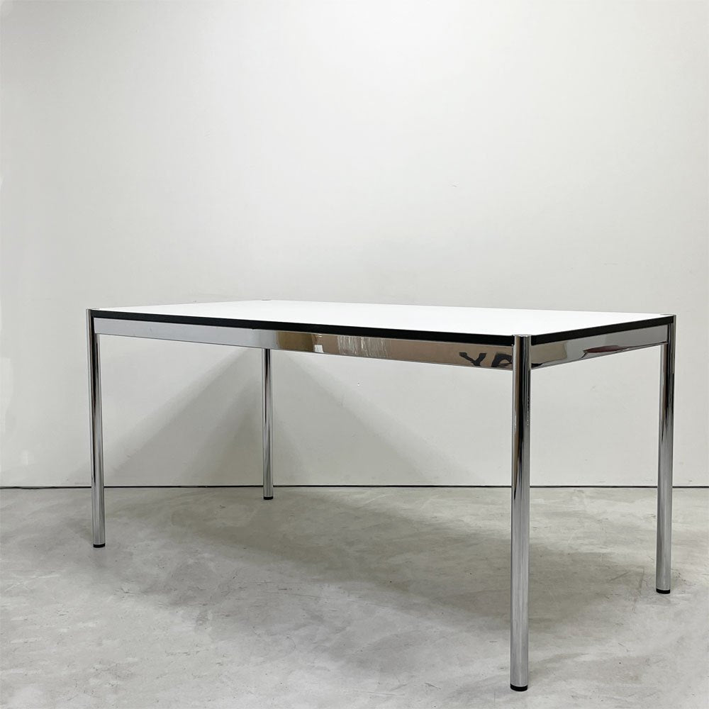 USMモジュラーファニチャー USM Haller USMハラーテーブル ワーキングデスク ダイニングテーブル W150×D75×H72cm パールグレーラミネート(ホワイト) 高さ調整機能付 ●