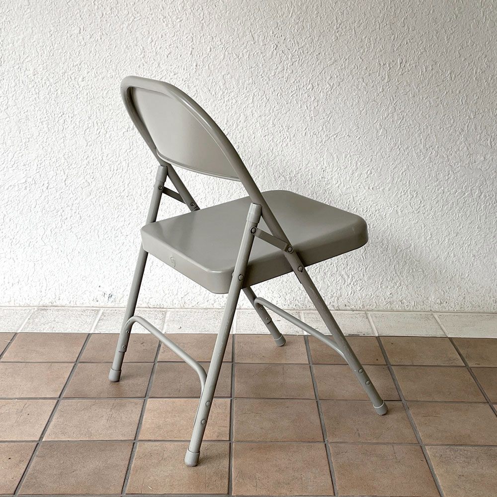 チューブラースチール フォールディングチェア TUBULAR STEEL FOLDING CHAIR 折りたたみ椅子 グレー アメリカ インダストリアル PFS取扱 A ◇
