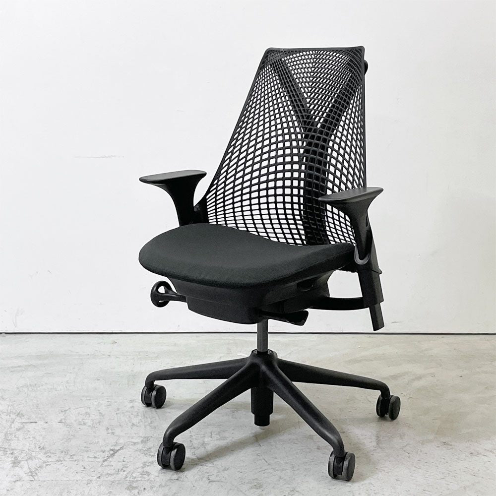 ハーマンミラー Herman Miller セイルチェア SAYL CHAIR デスクチェア オフィスチェア ブラック ミドルバック イヴ・ベアール 2013年製 旧モデル B ●