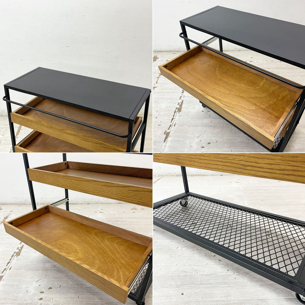 ジャーナルスタンダードファニチャー journal standard Furniture j.s.F サンク ワゴンラック SENS WAGON RACK 4段 スチール オーク材トレイ シェルフ キャスター付 W85cm 工業系 定価￥41,800- ●