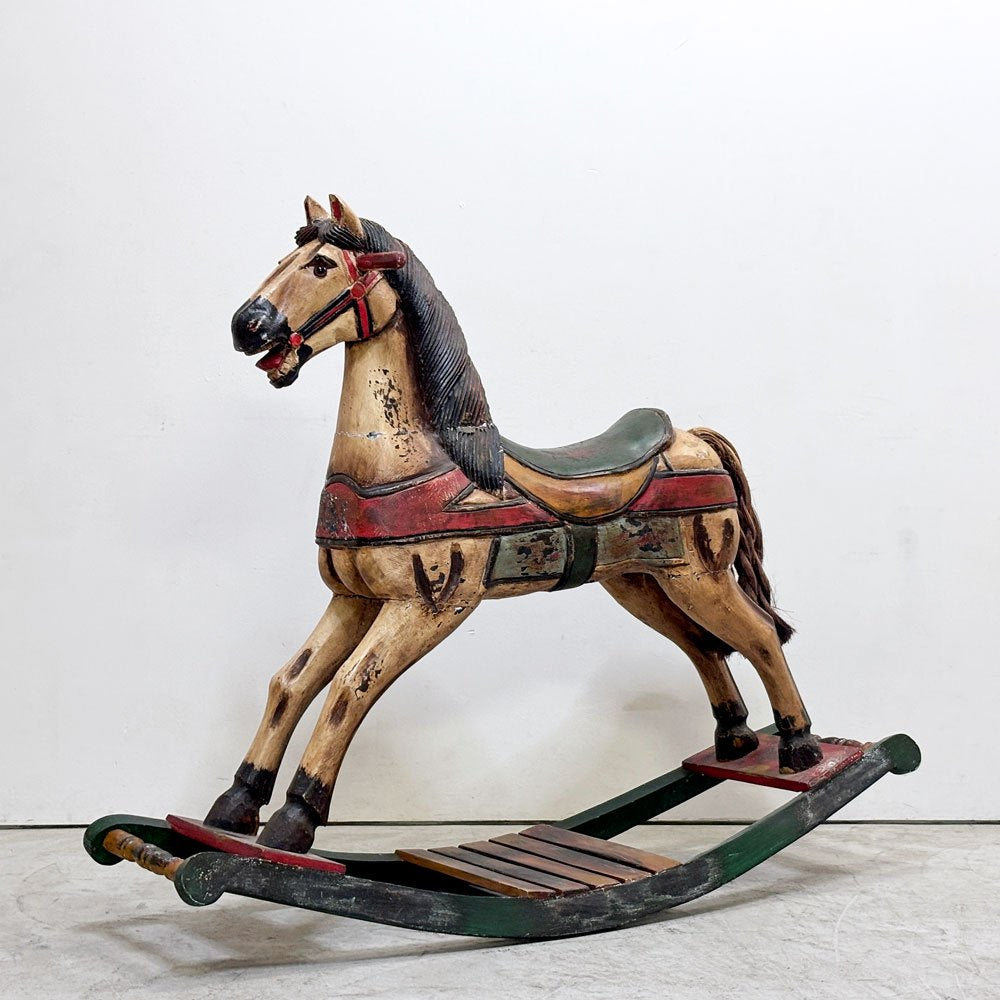 ビンテージ Vintage ロッキングホース 木馬 クラフト 店舗什器 木製玩具 乗用玩具 ●