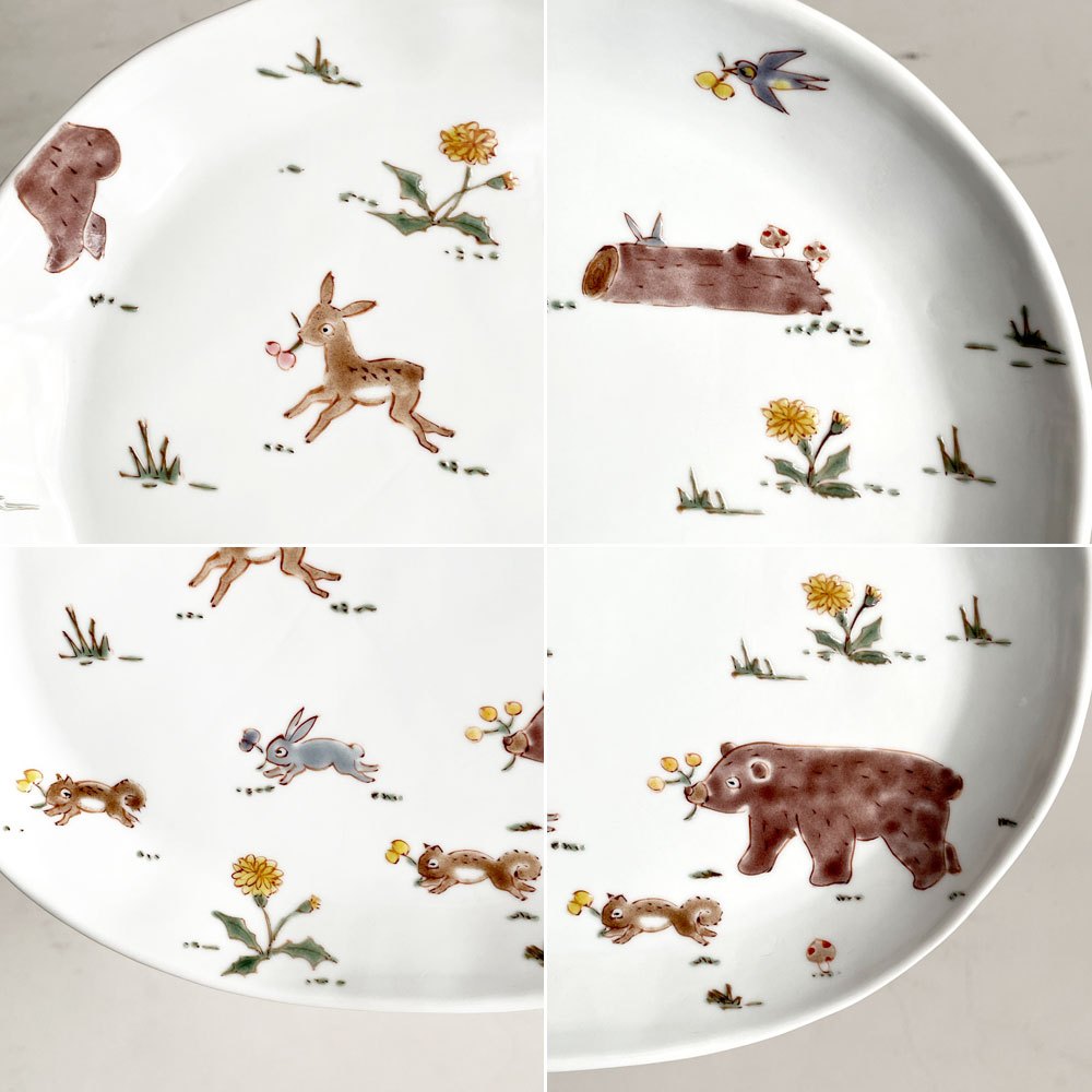 川合孝知 楕円皿 平皿 プレート 九谷焼 陶器 ヒビあり Φ23cm 現代作家 ■