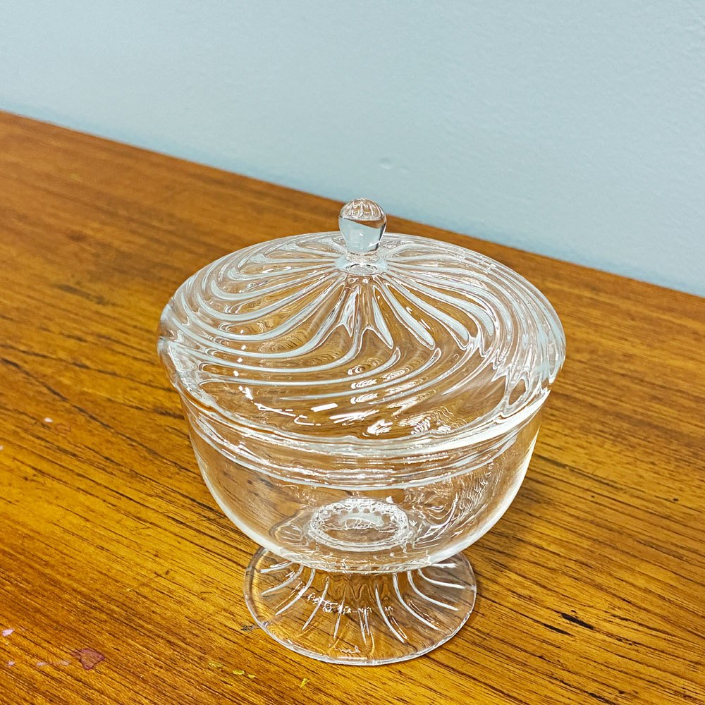 glass atelier えむに ガラス クリアの蓋物 蓋Flow 現代作家 B ◎