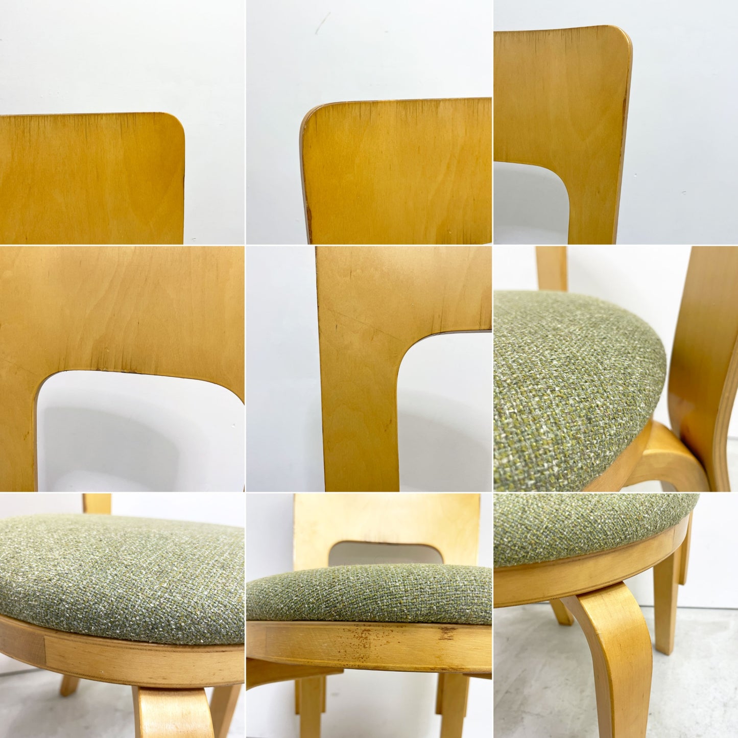 アルテック artek チェア66 CHAIR66 ダイニングチェア ナチュラルラッカー バーチ材 ファブリックシート アルヴァ・アアルト フィンランド 北欧家具 ビンテージ A ●