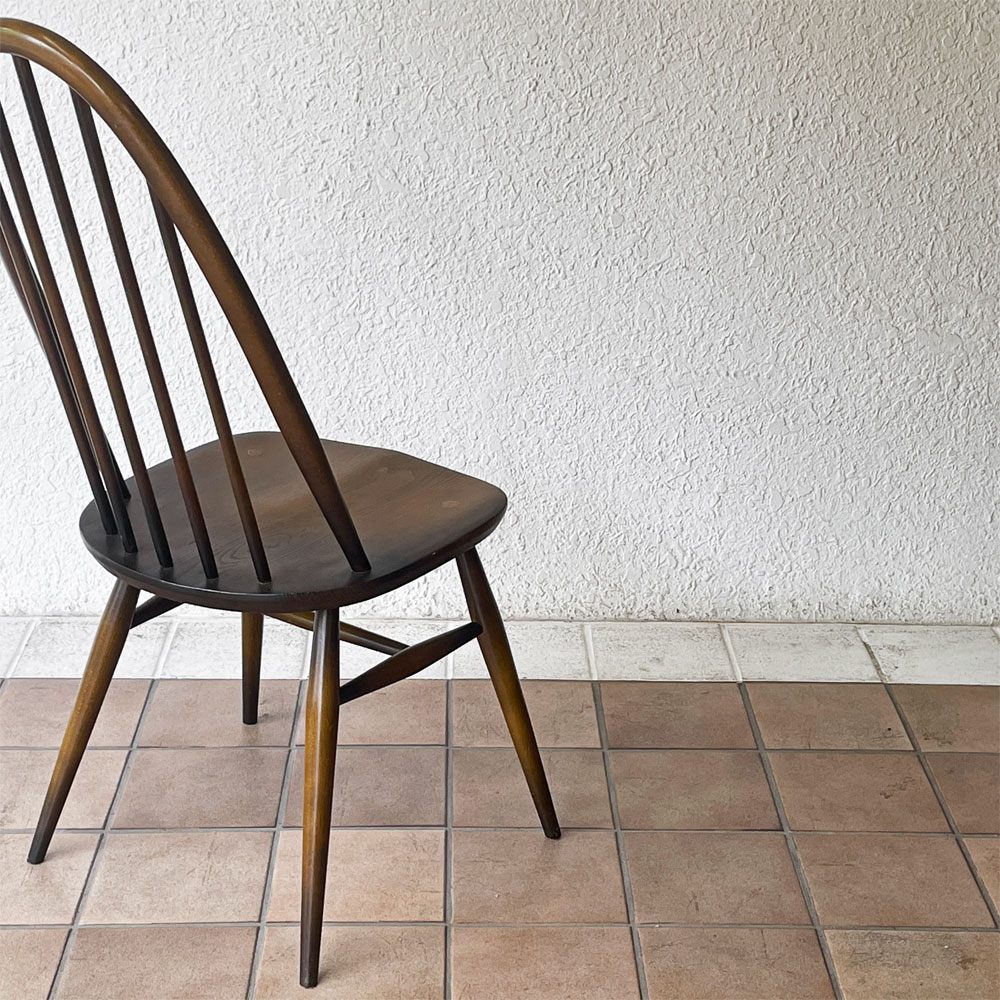 アーコール Ercol クエーカーチェア ダイニングチェア ハイバック オールドコロニアル ブラウン エルム材 × ビーチ材 UKビンテージ 英国家具 ◇