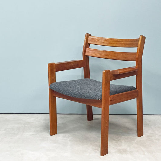 辻木工 TSUJI MOKKO チーク材 ダイニング アームチェア ファブリック張替済み ビンテージ vintage 北欧スタイル A ◎