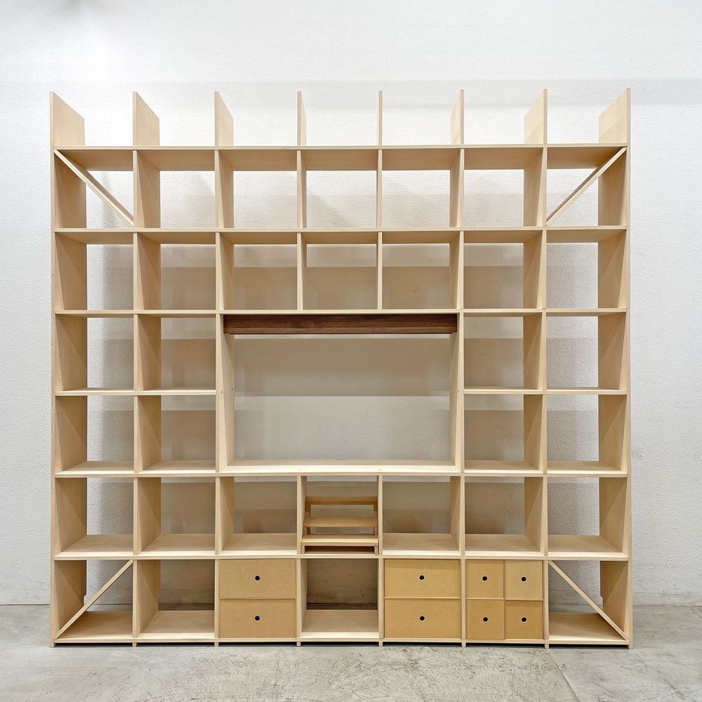 マルゲリータ margherita シェルフ 開口部のある本棚 縦7コマ×横7コマ-223 SHELF-AR-ROOM W240cm 引き出しユニット×3 本棚の中の棚×3個セット 総定価約25万円 〓