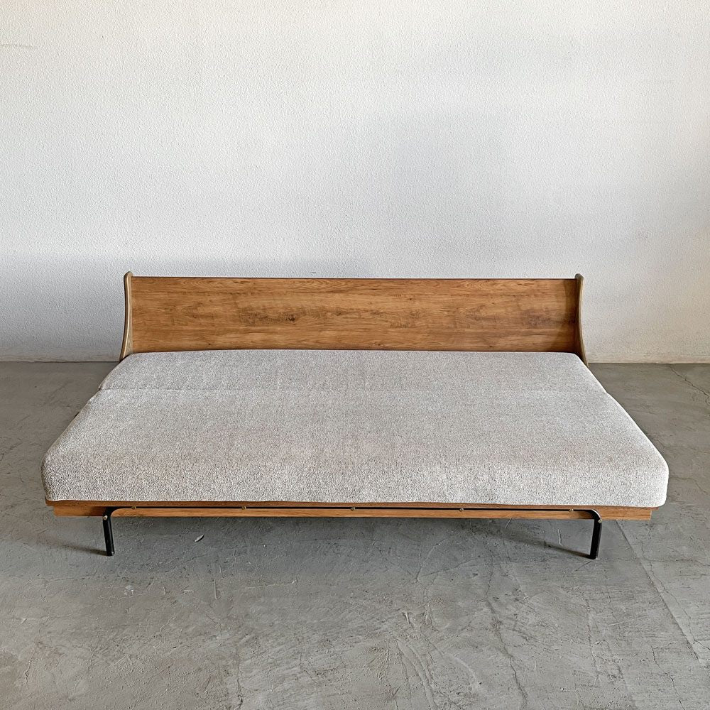 ジャーナルスタンダード  j.s.F ハビタ HABITAT SOFA BED ソファベッド デイベッド 3人掛けソファ W200cm オーク材 ファブリック ベージュ 定価￥231,000- 〓