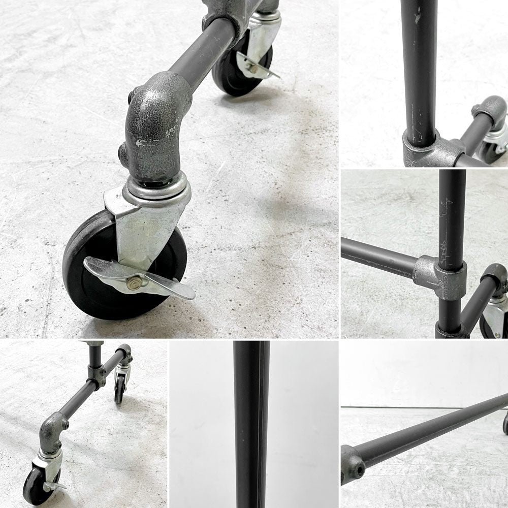 インダストリアルデザイン Industrial Design ハンガーラック 水道管パイプ ガス管 オーダー品 キャスター付き 店舗什器 B ●