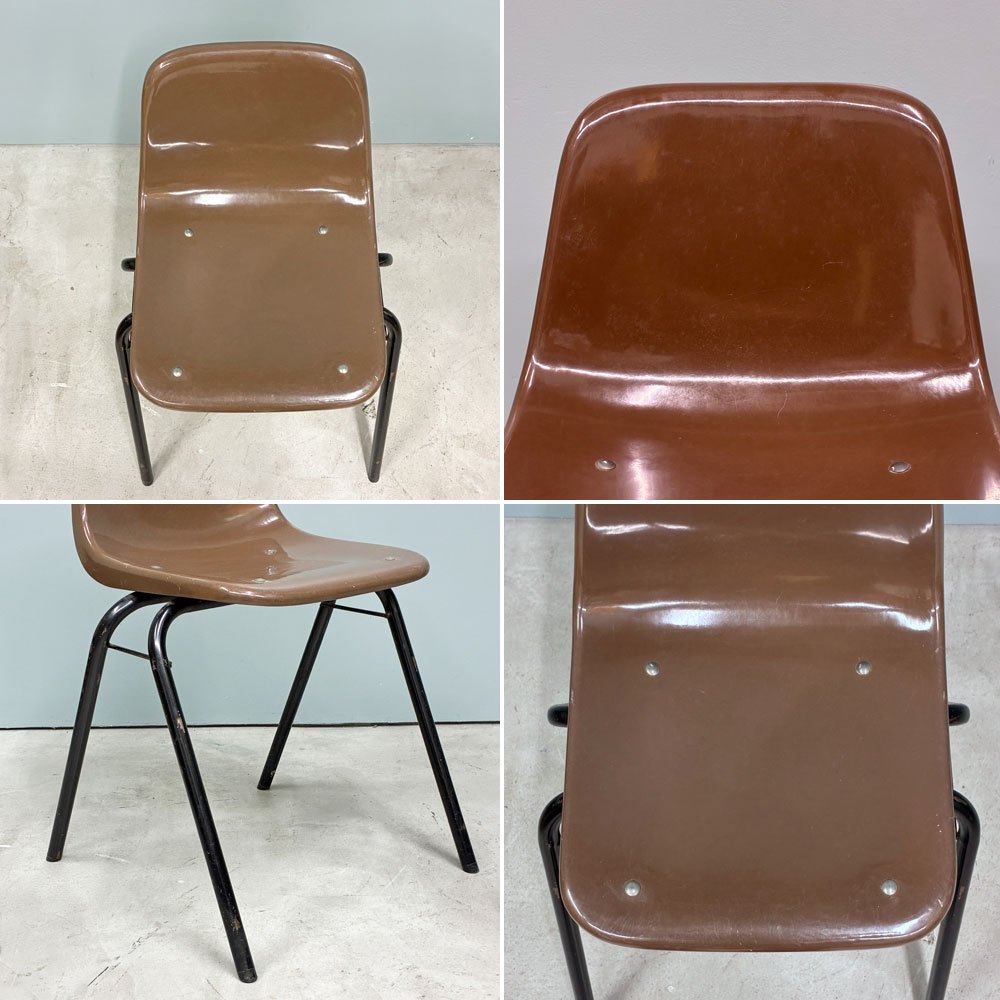 コトブキ KOTOBUKI スタッキングチェア FRP製 シェルチェア スチール脚 ブラウン 剣持勇デザイン ビンテージ ジャパニーズミッドセンチュリー ◎