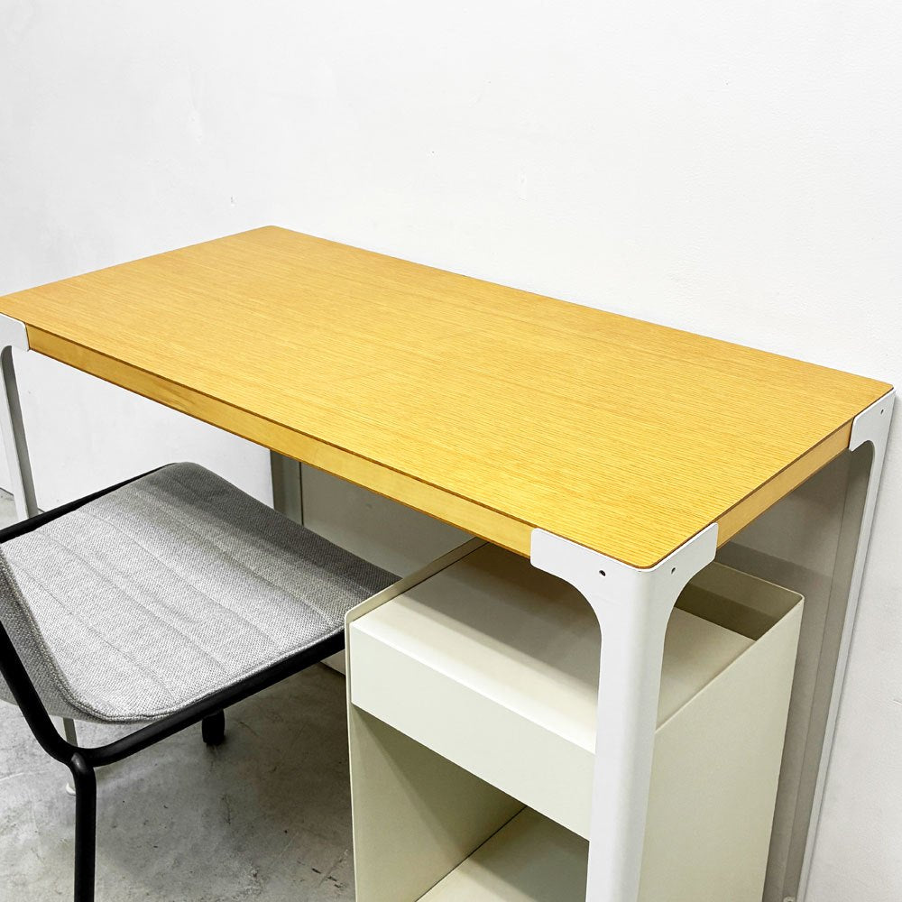 無印良品 MUJI 木製デスク スチール脚 オーク材突板 廃盤 ●