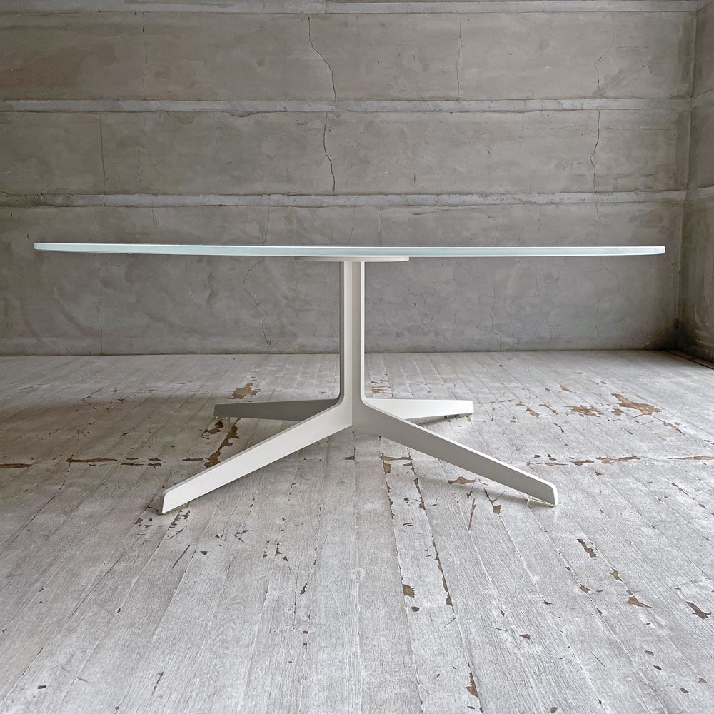 フリッツハンセン Fritz Hansen スペーステーブル SPACE TABLE コーヒーテーブル ローテーブル Φ100cm ラウンド ガラス天板 スチールレッグ イエス＋ラウブ 廃番 ♪