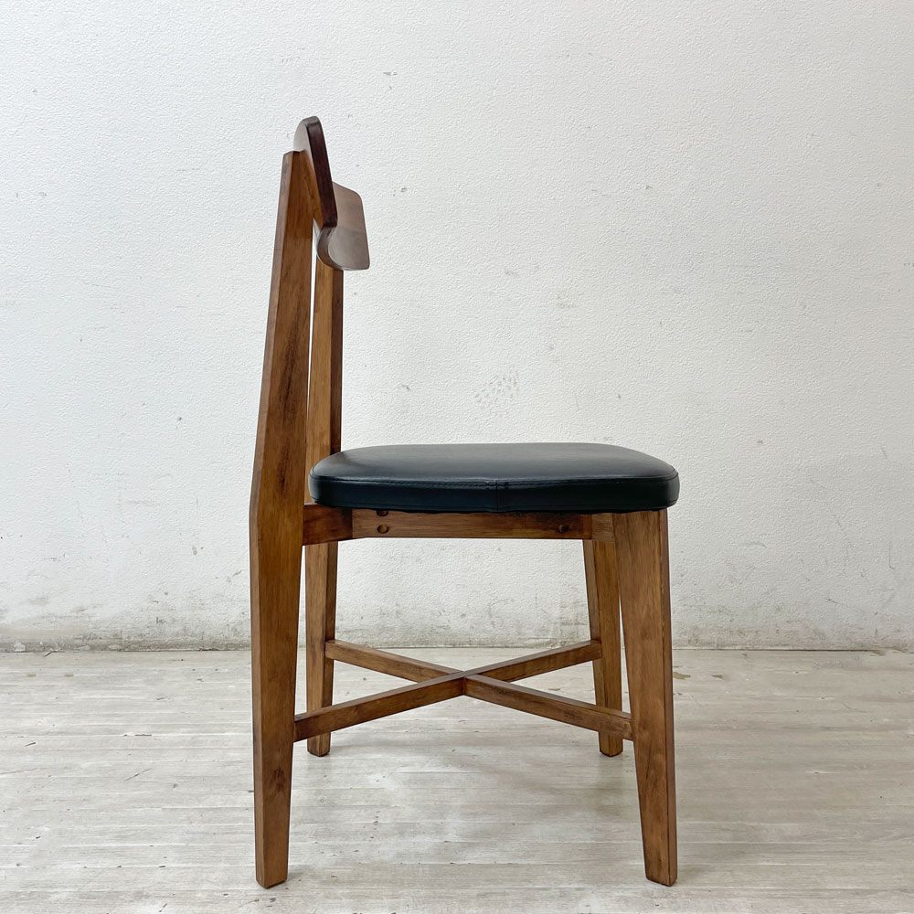 ジャーナルスタンダードファニチャー j.s.F シノン CHINON CHAIR ダイニングチェア PVCレザーシート  ラバーウッド材 ブラック B ●