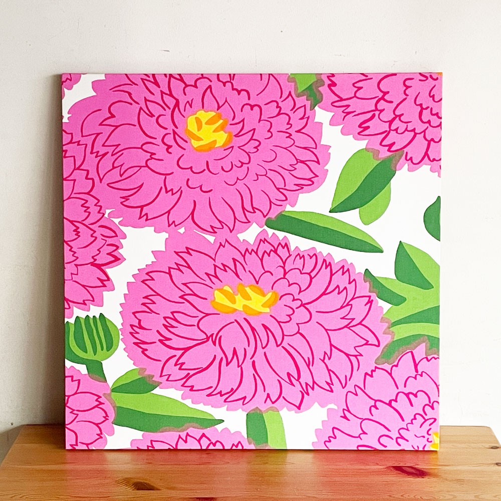 マリメッコ marimekko プリマヴェーラ Primavera ファブリックパネル ピンク 60×60cm 北欧 フィンランド ■