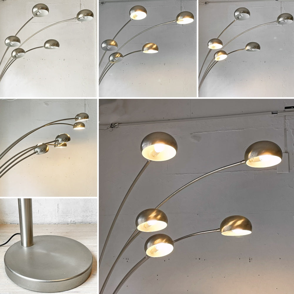 ミッドセンチュリーデザイン 5灯 ツリーライト マルチアーム フロアライト アーチ型 フロアランプ USビンテージ  工業デザイン ★