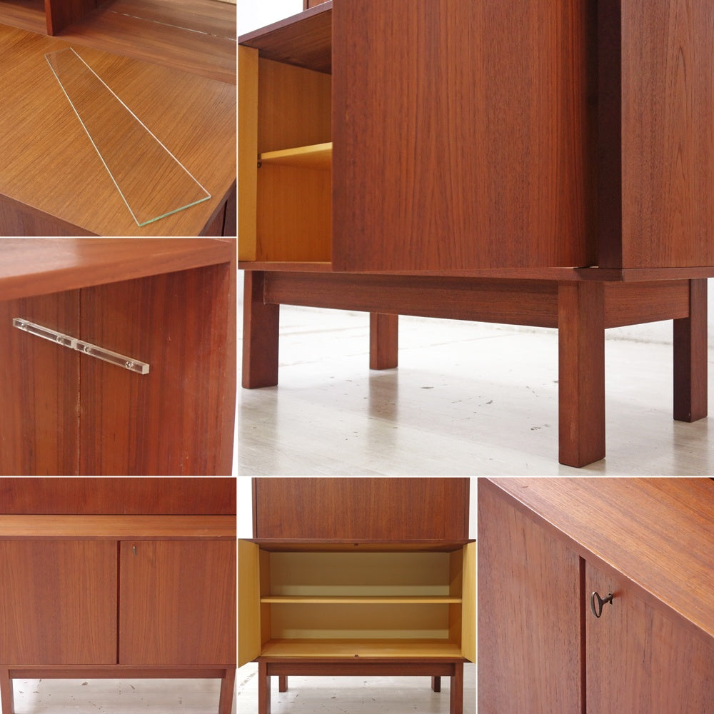 北欧ビンテージ Scandinabian Vintage チーク材 バーキャビネット カクテルキャビネット ライティングビューロー 北欧家具 ●