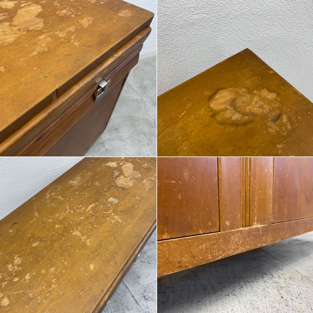 USビンテージ vintage サイドボード キャビネット 2ドロワー W122cm アールデコ調 ミッドセンチュリー 〓