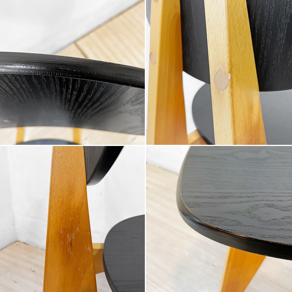 イデー IDEE ダイニングチェア DINING CHAIR ブラック 板座 食卓椅子 長大作 ジャパニーズモダン 廃番カラー 希少 ★