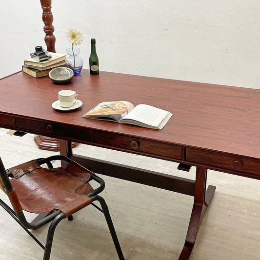 ベルニーニ Bernini Model530 ローズウッド ライティングデスク 4ドロワー＆オープン収納 Gianfranco Frattini 稀少 イタリア モダン ビンテージ 鍵欠品 ●
