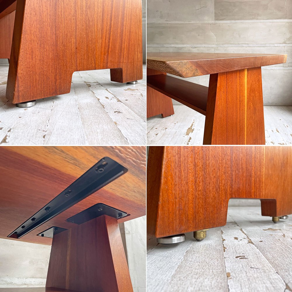 クラフトファニチャー Craft furniture ダイニングテーブル ウォールナット無垢材 耳付き 天然木 アジャスター付き W130cm ♪