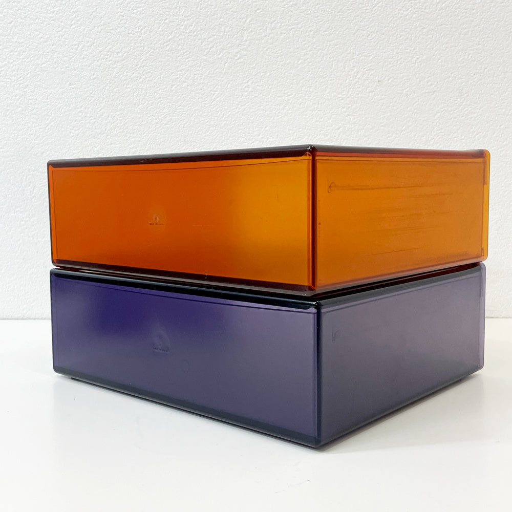 タッパーウェア Tupperware システムドロワー ワイド クリアブルー×クリアオレンジ H17cm 2個セット ●