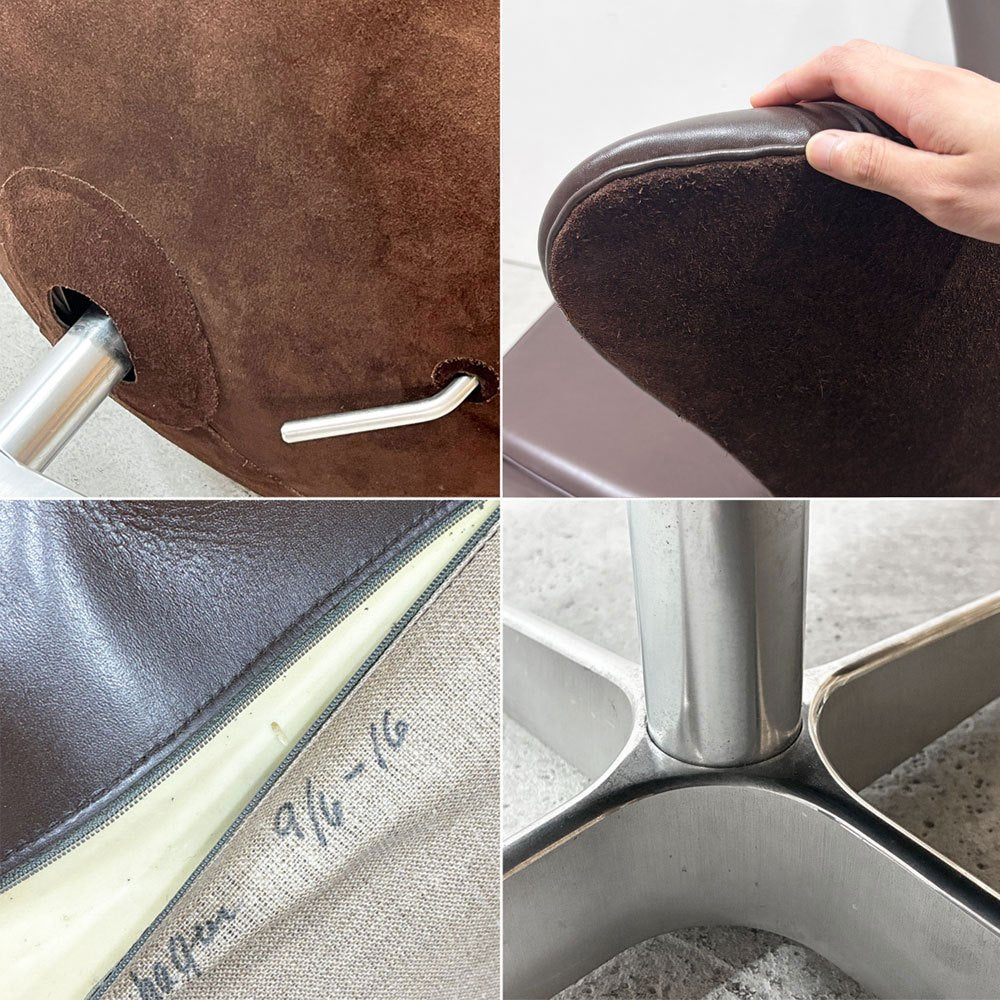 フリッツハンセン Fritz Hansen エッグチェア Egg chair ラウンジチェア エレガンスレザー 本革 ダークブラウン アルネ・ヤコブセン 2016年ソーイングイベントモデル デンマーク 希少 ●