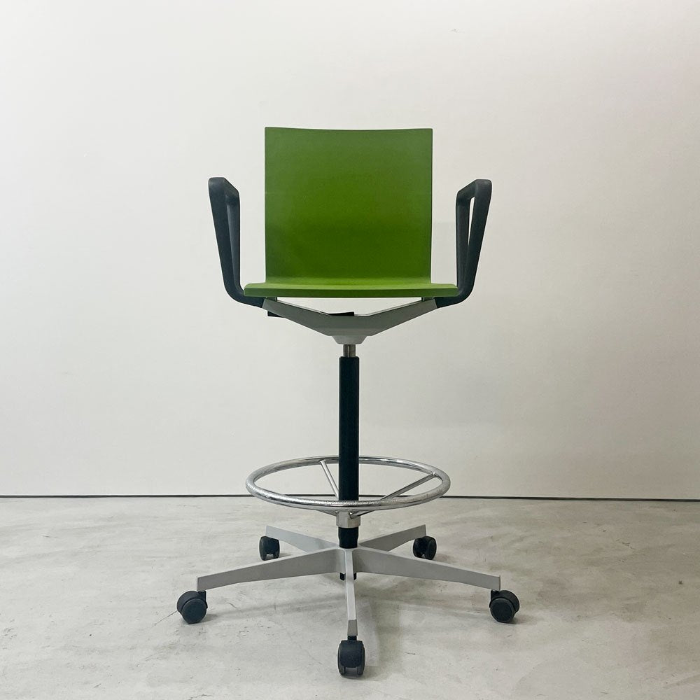 ヴィトラ Vitra ゼロフォー カウンター 04 Counter オフィスチェア ハイチェア カウンターチェア グリーン アーム カーペット用キャスター マールテン・ヴァン・セーヴェレン 廃番カラー ●