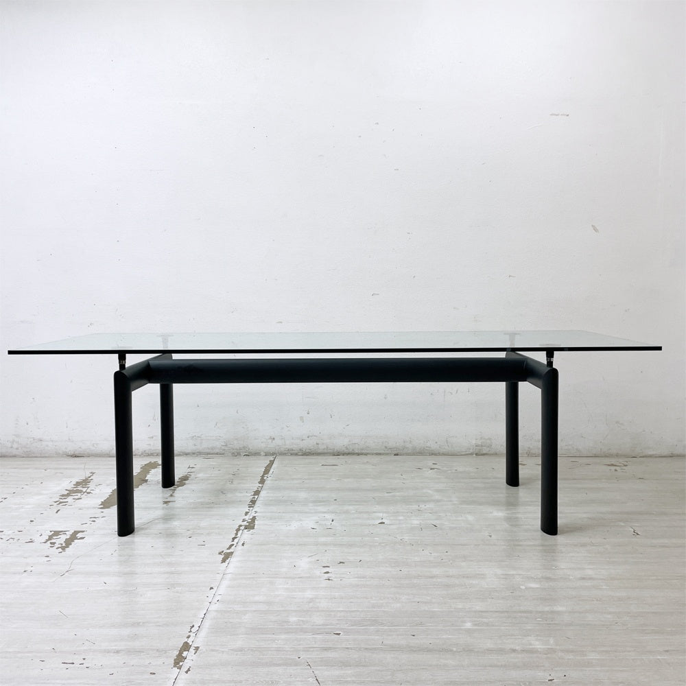 カッシーナ Cassina ル・コルビジェ LC6 ダイニングテーブル ターブル テューブ ダヴィオン テーブル 6 TABLE TUBE D’AVION ガラス天板 W225×D85cm ブラック 定価￥1,111,000- ●