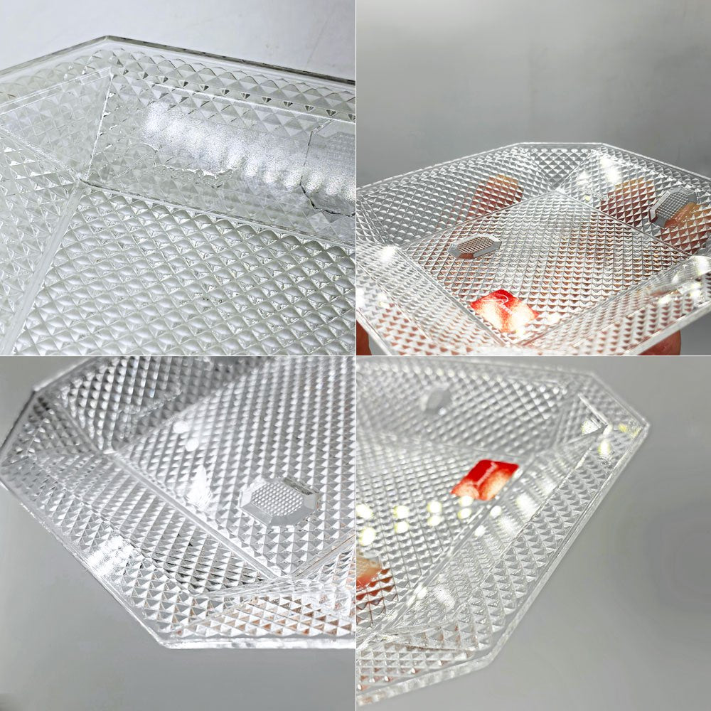 バカラ Baccarat パンピーユ Pampille  スクエアプレート ジュエリートレイ 小皿 クリスタルガラス 廃番 箱付き ●