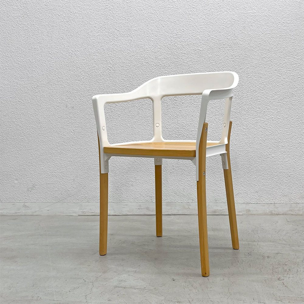 マジス MAGIS スティールウッドチェア アームチェア ホワイト × ビーチ材 ロナン & エルワン・ブルレック イタリア 〓