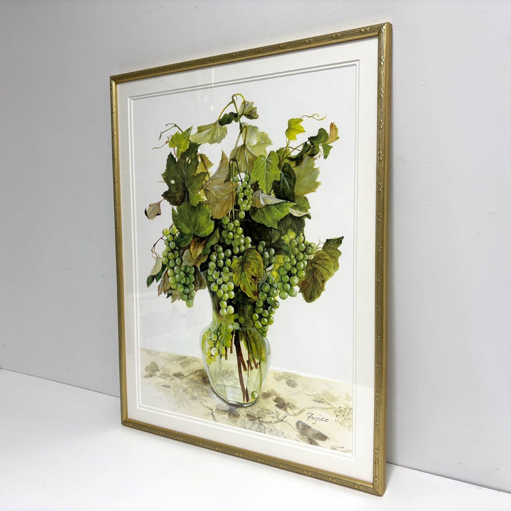 橋本不二子 Harvest Joy ナイアガラ 版画 ラウンドドット 54×69cm 116/350 額装品 ●