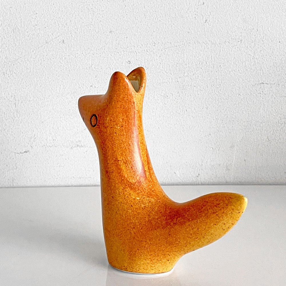 鹿児島睦 Makoto Kagoshima エンリトゥンヴァン En Liten Van きつね FOX ブラウン フラワーベース オブジェ 陶器 Keramikstudion 北欧 スウェーデン 現代作家 ■
