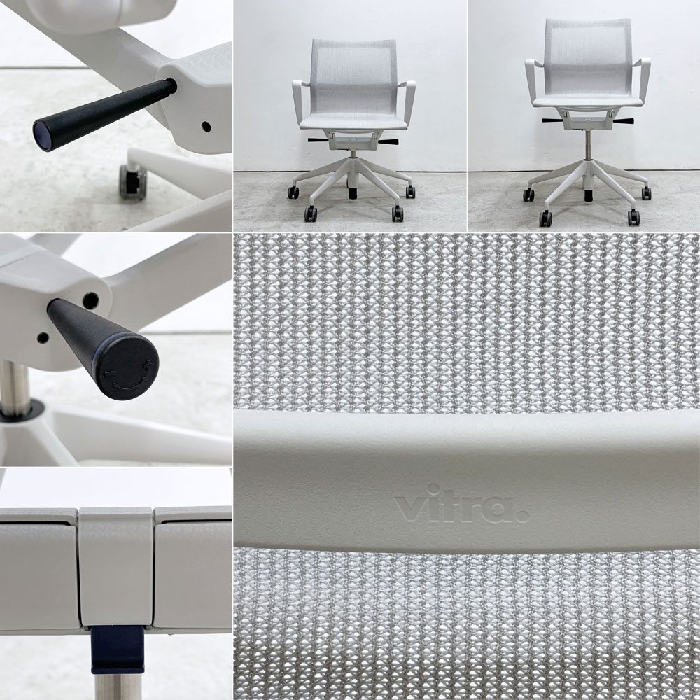 ヴィトラ Vitra フィジックス Physix デスクチェア オフィスチェア アルベルト・メダ シルバーグレー×ソフトグレー キャスターベース 昇降機能 リクライニング 2022年製 ●