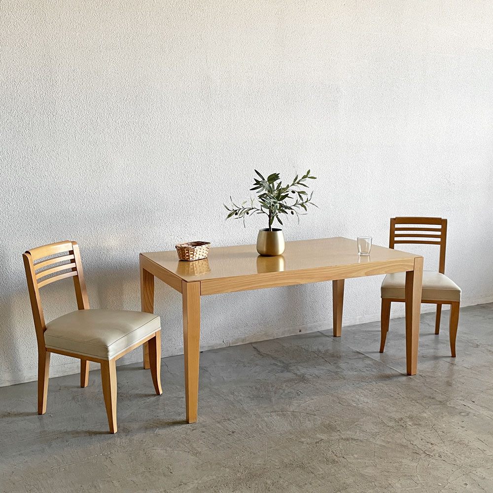 カッシーナイクスシー Cassina ixc. カジノ CASINO ダイニングチェア ビーチ材 レザーシート オフホワイト系 フィリップ・ユーレル Philippe Hurel 廃番 B 〓