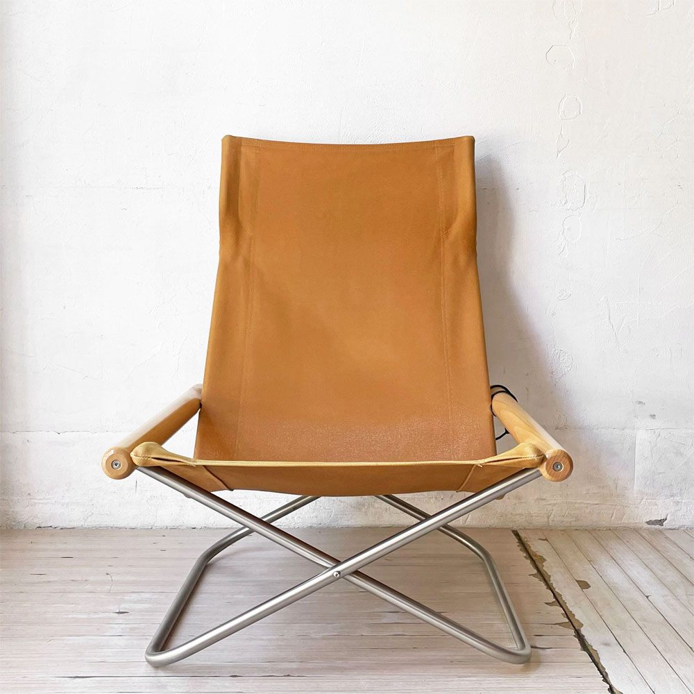 ニーチェア エックス NY chair X フォールディングチェア 折り畳みチェア ラウンジチェア キャメル ナチュラル ビーチ材 新居猛 MoMA 定価 59,400円 ★