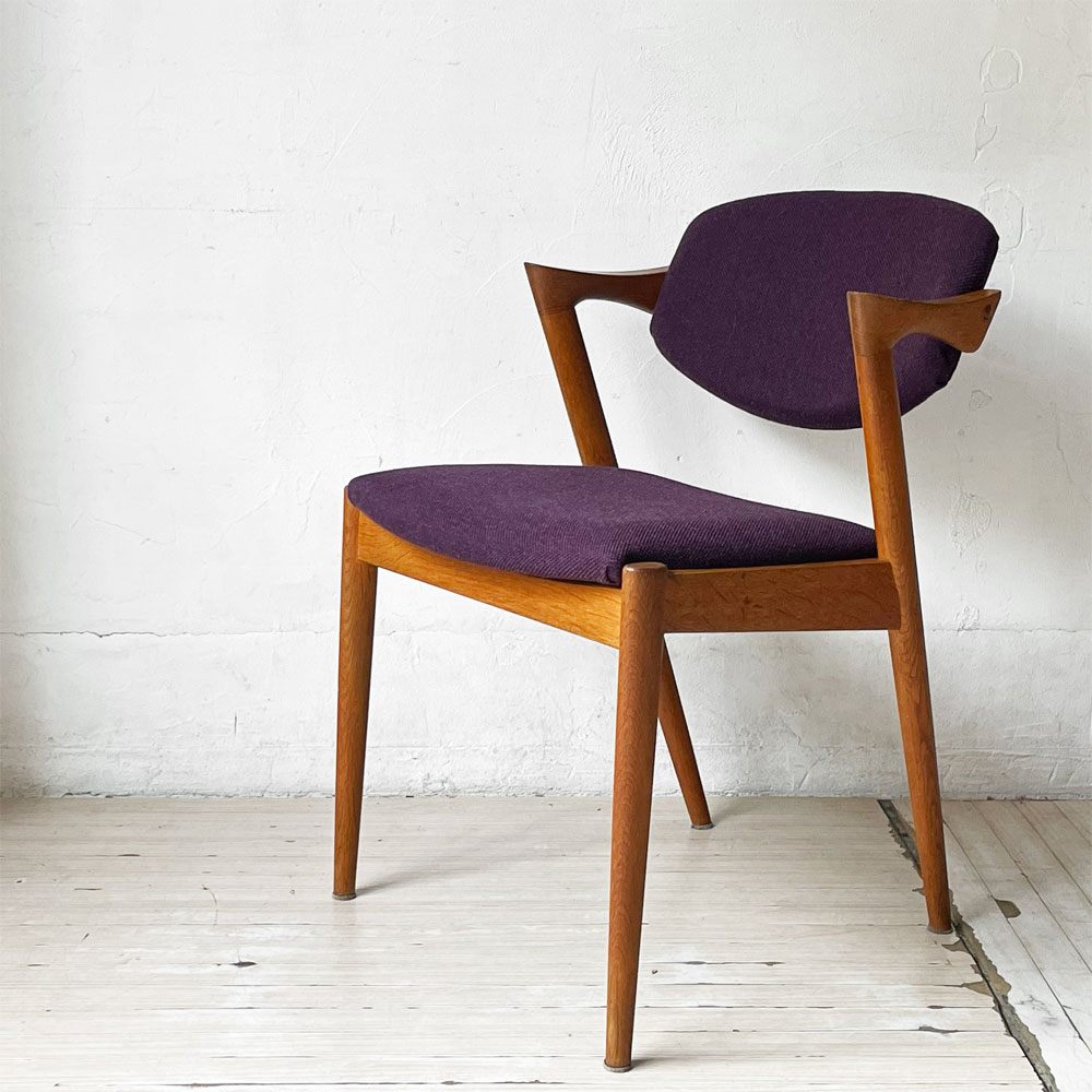 スコウ・アンデルセン Schou Andersen No.42 ダイニングチェア ハーフアーム オーク材 ファブリック張替え済み パープル カイ・クリスチャンセン 北欧 デンマークビンテージ ★