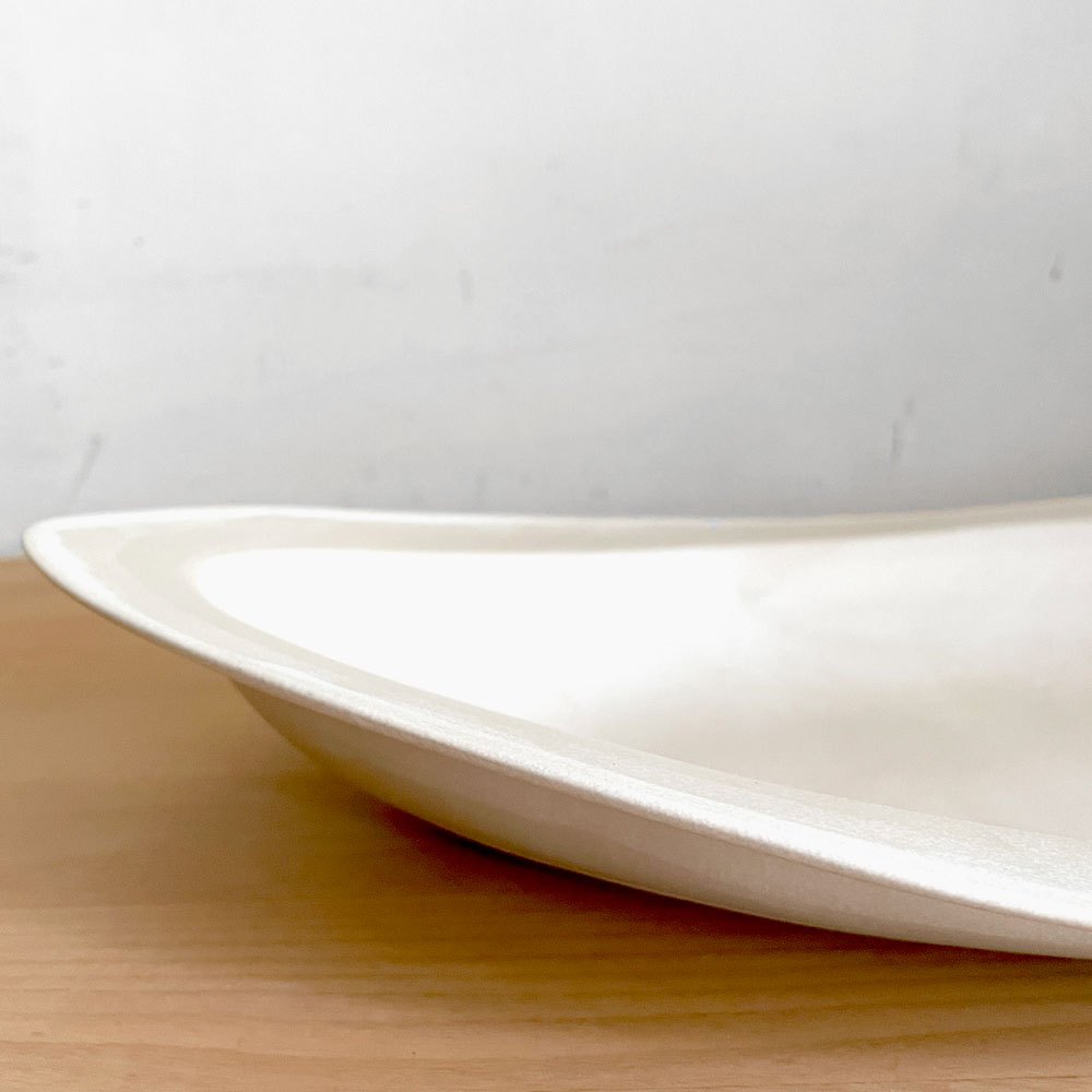 クリスチャンヌ ペロション Christiane Perrochon ストーンウェア STONEWARE オーバル プレート 大 ホワイトカラー イタリア 陶器 ハンドメイド 現代作家 ■