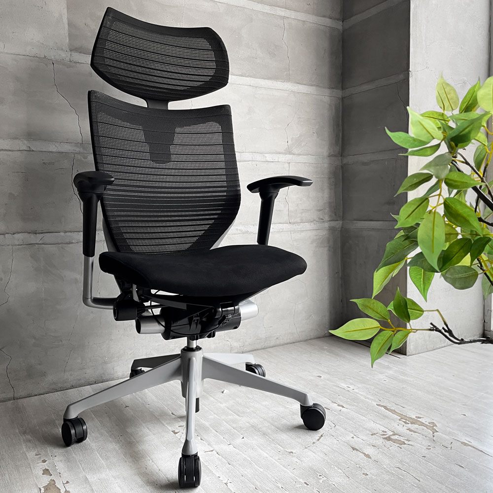 オカムラ okamura バロンチェア Baron Chair デスクチェア WORKAHOLIC特注モデル エクストラローバック グラデーションサポートメッシュ ヘッドレスト 座面クッション仕様 ジョルジェット・ジウジアーロ 定価￥227,590- ♪
