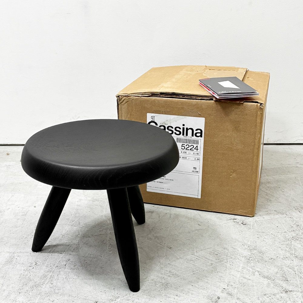 カッシーナ Cassina 524 ベルジェ スツール TABOURET BERGER オーク材 ブラック シャルロット・ペリアン 未使用 箱付き 美品 ●