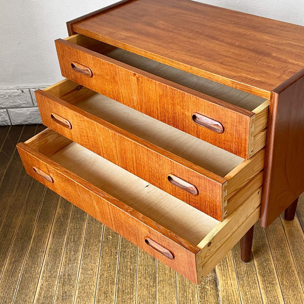 デンマークビンテージ Danish Vintage チーク材 スモール 3段 ドロワー チェスト サイドチェスト チーク材 北欧家具 ◎